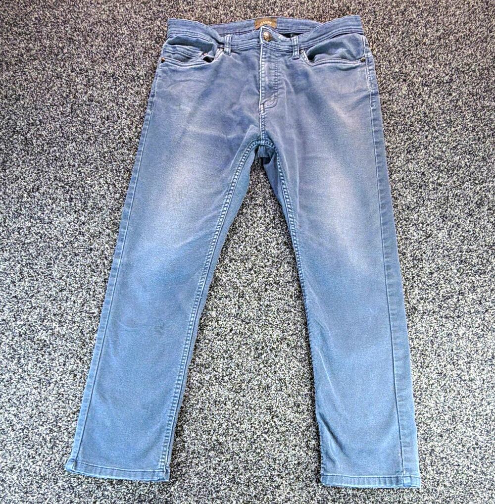 Jachs New York Men’s Medium Wash Blue Stretch Straight Leg Mid Rise Jeans 34